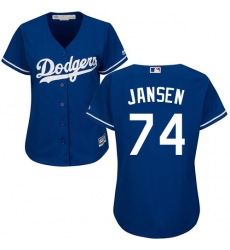 Women's Majestic Los Angeles Dodgers #74 Kenley Jansen Authentic Royal Blue Alternate Cool Base MLB Jersey