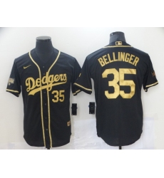 Men's Nike Los Angeles Dodgers #35 Cody Bellinger Black Gold Authentic Jersey