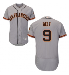 Men's Majestic San Francisco Giants #9 Brandon Belt Grey Road Flex Base Authentic Collection MLB Jersey