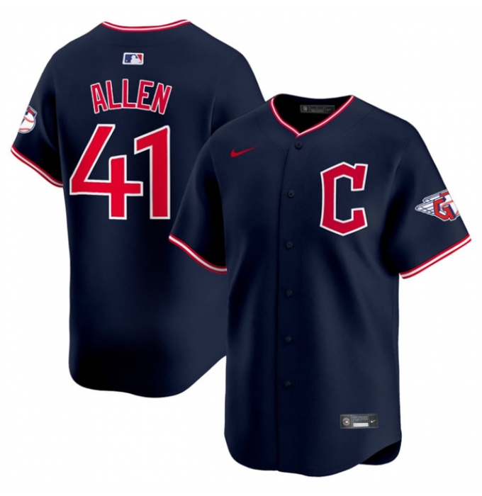Men's Cleveland Guardians #41 Carlos Allen Navy 2025 Alternate Limited Stitched Baseball Jersey
