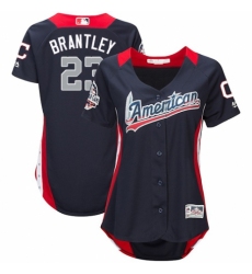 Women's Majestic Cleveland Indians #23 Michael Brantley Game Navy Blue American League 2018 MLB All-Star MLB Jersey