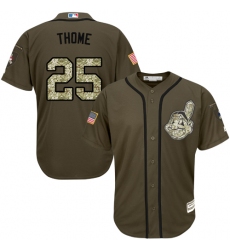 Men's Majestic Cleveland Indians #25 Jim Thome Authentic Green Salute to Service MLB Jersey