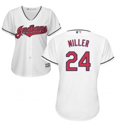 Women's Majestic Cleveland Indians #24 Andrew Miller Replica White Home Cool Base MLB Jersey