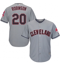 Youth Majestic Cleveland Indians #20 Eddie Robinson Replica Grey Road Cool Base MLB Jersey