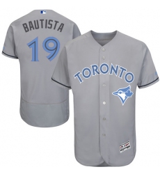 Men's Majestic Toronto Blue Jays #19 Jose Bautista Authentic Gray 2016 Father's Day Fashion Flex Base MLB Jersey