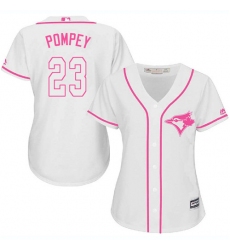 Women's Majestic Toronto Blue Jays #23 Dalton Pompey Replica White Fashion Cool Base MLB Jersey