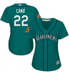Women's Majestic Seattle Mariners #22 Robinson Cano Authentic Aqua 2017 Spring Training Cool Base MLB Jersey