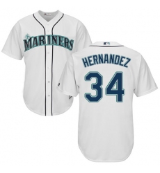 Men's Majestic Seattle Mariners #34 Felix Hernandez Replica White Home Cool Base MLB Jersey