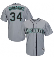 Women's Majestic Seattle Mariners #34 Felix Hernandez Authentic Grey Road Cool Base MLB Jersey