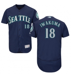 Men's Majestic Seattle Mariners #18 Hisashi Iwakuma Navy Blue Alternate Flex Base Authentic Collection MLB Jersey