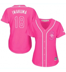Women's Majestic Seattle Mariners #18 Hisashi Iwakuma Replica Pink Fashion Cool Base MLB Jersey