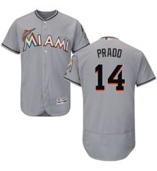 Men's Majestic Miami Marlins #14 Martin Prado Grey Road Flex Base Authentic Collection MLB Jersey