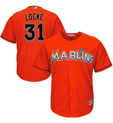 Youth Majestic Miami Marlins #31 Jeff Locke Replica Orange Alternate 1 Cool Base MLB Jersey