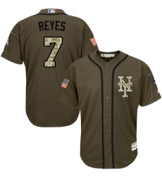 Youth Majestic New York Mets #7 Jose Reyes Replica Green Salute to Service MLB Jersey