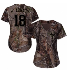 Women's Majestic New York Mets #18 Travis d'Arnaud Authentic Camo Realtree Collection Flex Base MLB Jersey