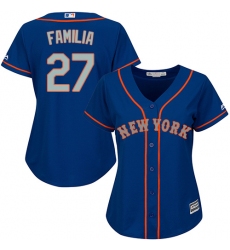 Women's Majestic New York Mets #27 Jeurys Familia Authentic Royal Blue Alternate Road Cool Base MLB Jersey