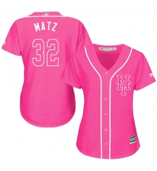 Women's Majestic New York Mets #32 Steven Matz Authentic Pink Fashion Cool Base MLB Jersey