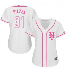 Women's Majestic New York Mets #31 Mike Piazza Authentic White Fashion Cool Base MLB Jersey