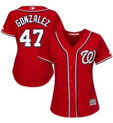 Women's Majestic Washington Nationals #47 Gio Gonzalez Authentic Red Alternate 1 Cool Base MLB Jersey