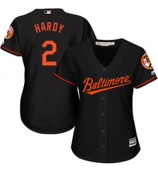 Women's Majestic Baltimore Orioles #2 J.J. Hardy Authentic Black Alternate Cool Base MLB Jersey