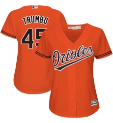 Women's Majestic Baltimore Orioles #45 Mark Trumbo Authentic Orange Alternate Cool Base MLB Jersey