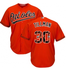 Men's Majestic Baltimore Orioles #30 Chris Tillman Authentic Orange Team Logo Fashion Cool Base MLB Jersey
