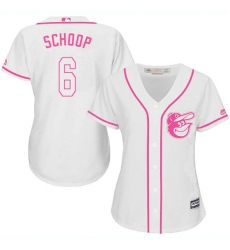 Women's Majestic Baltimore Orioles #6 Jonathan Schoop Replica White Fashion Cool Base MLB Jersey