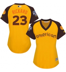 Women's Majestic Baltimore Orioles #23 Joey Rickard Authentic Yellow 2016 All-Star American League BP Cool Base MLB Jersey