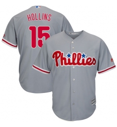 Youth Majestic Philadelphia Phillies #15 Dave Hollins Authentic Grey Road Cool Base MLB Jersey