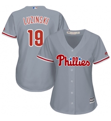 Women's Majestic Philadelphia Phillies #19 Greg Luzinski Authentic Grey Road Cool Base MLB Jersey