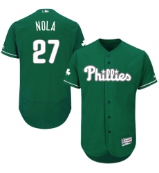 Men's Majestic Philadelphia Phillies #27 Aaron Nola Green Celtic Flexbase Authentic Collection MLB Jersey
