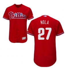 Men's Majestic Philadelphia Phillies #27 Aaron Nola Red Alternate Flex Base Authentic Collection MLB Jersey