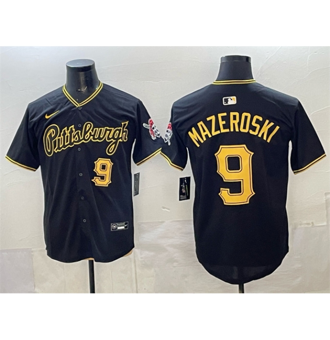 Men's Pittsburgh Pirates #9 Bill Mazeroski Black Limited Stitched Baseball Jersey