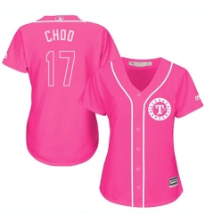 Women's Majestic Texas Rangers #17 Shin-Soo Choo Replica Pink Fashion Cool Base MLB Jersey