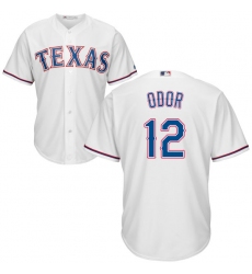 Youth Majestic Texas Rangers #12 Rougned Odor Authentic White Home Cool Base MLB Jersey