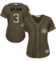 Women's Majestic Texas Rangers #3 Russell Wilson Authentic Green Salute to Service MLB Jersey