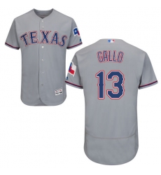 Men's Majestic Texas Rangers #13 Joey Gallo Grey Road Flex Base Authentic Collection MLB Jersey