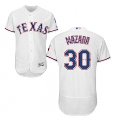 Men's Majestic Texas Rangers #30 Nomar Mazara White Home Flex Base Authentic Collection MLB Jersey