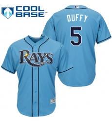 Youth Majestic Tampa Bay Rays #5 Matt Duffy Replica Light Blue Alternate 2 Cool Base MLB Jersey