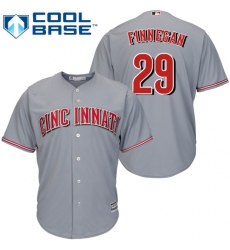 Youth Majestic Cincinnati Reds #29 Brandon Finnegan Authentic Grey Road Cool Base MLB Jersey