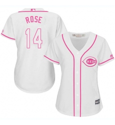 Women's Majestic Cincinnati Reds #14 Pete Rose Authentic White Fashion Cool Base MLB Jersey