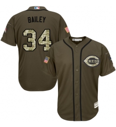 Youth Majestic Cincinnati Reds #34 Homer Bailey Authentic Green Salute to Service MLB Jersey