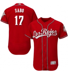 Men's Majestic Cincinnati Reds #17 Chris Sabo Red Los Rojos Flexbase Authentic Collection MLB Jersey