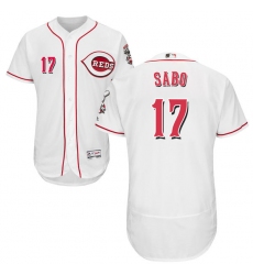 Men's Majestic Cincinnati Reds #17 Chris Sabo White Home Flex Base Authentic Collection MLB Jersey