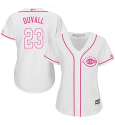 Women's Majestic Cincinnati Reds #23 Adam Duvall Authentic White Fashion Cool Base MLB Jersey