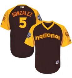 Youth Majestic Colorado Rockies #5 Carlos Gonzalez Authentic Brown 2016 All-Star National League BP Cool Base MLB Jersey