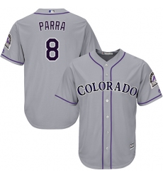 Youth Majestic Colorado Rockies #8 Gerardo Parra Authentic Grey Road Cool Base MLB Jersey