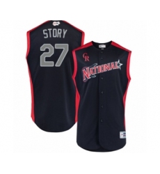 Men's Colorado Rockies #27 Trevor Story Authentic Navy Blue National League 2019 Baseball All-Star Jersey