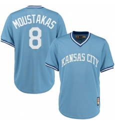 Men's Majestic Kansas City Royals #8 Mike Moustakas Replica Light Blue Cooperstown MLB Jersey