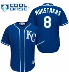 Youth Majestic Kansas City Royals #8 Mike Moustakas Authentic Blue Alternate 2 Cool Base MLB Jersey